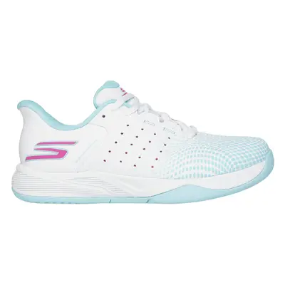 Skechers Women's Slip-ins Relaxed Fit: Viper Court Reload Sneaker in White/Turquoise, Size | Tex