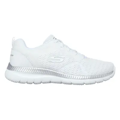 Skechers Women's Bountiful - Quick Path Sneaker in White/Silver, Size | Textile/Synthetic, Vegan