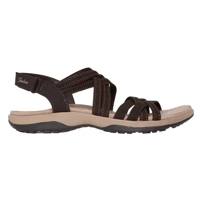 Skechers Women's Reggae Slim - Summer Getaway Sandals in Chocolate, Size | Textile/Synthetic, Ve