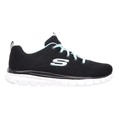 Skechers Women's Graceful - Get Connected Sneaker in Black/Turquoise, Size | Textile/Synthetic, 