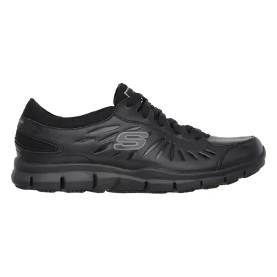 Skechers Women's Work: Eldred SR Sneaker in Black, Size | Leather/Textile/Synthetic