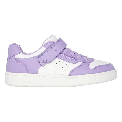 Skechers Girls Quick Street - Style Stride Sneaker in White/Lavender, Size | Synthetic/Textile, 