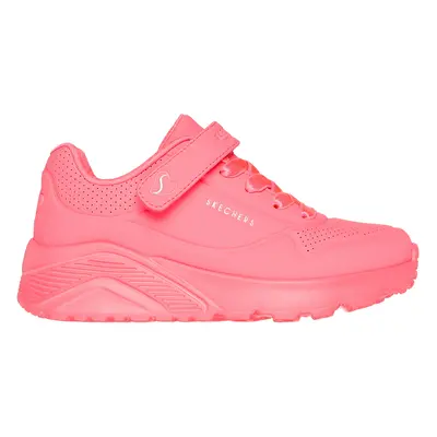 Skechers Girls Uno Lite Sneaker in Neon Pink/Coral, Size | Synthetic/Textile, Machine Washable