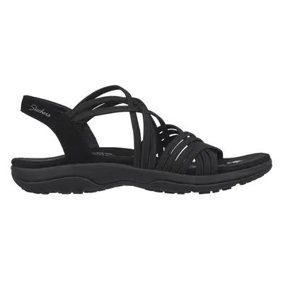 Skechers Women's Reggae Slim - Sunnyside Sandals in Black, Size Wide | Textile/Synthetic, Vegan,