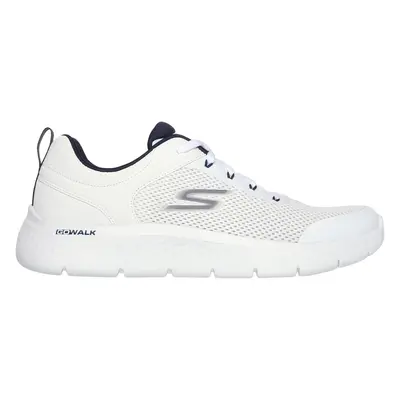 Skechers Men's GO WALK Flex - Independent Sneaker in White/Navy Blue, Size | Synthetic/Textile, 