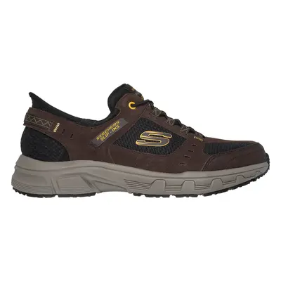 Skechers Men's Slip-ins RF: Oak Canyon Sneaker in Brown/Black, Size | Leather/Textile/Synthetic