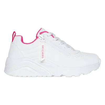 Skechers Girls Uno Lite - Easy Zip Sneaker in White/Hot Pink, Size | Synthetic, Machine Washable