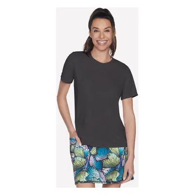 Skechers Women's GO DRI SWIFT T-Shirt in Black/Charcoal, Size Large | Polyester/Spandex