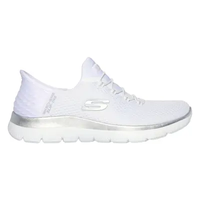 Skechers Women's Slip-ins: Summits - Diamond Dream Sneaker in White/Silver, Size Wide | Textile/