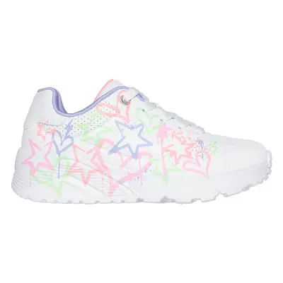 Skechers Girls Uno Lite - My Drip Sneaker in White, Size | Synthetic, Machine Washable