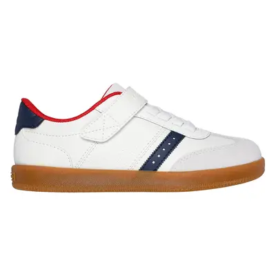 Skechers Boy's Zinger Street Sneaker in White/Navy Blue, Size | Synthetic/Leather/Textile