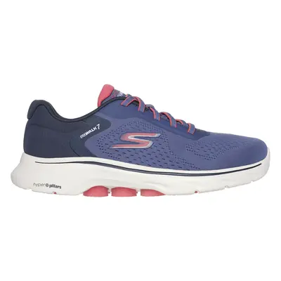 Skechers Women's GO WALK - Cosmic Waves Sneaker in Navy Blue/Coral, Size | Textile/Synthetic, Ve