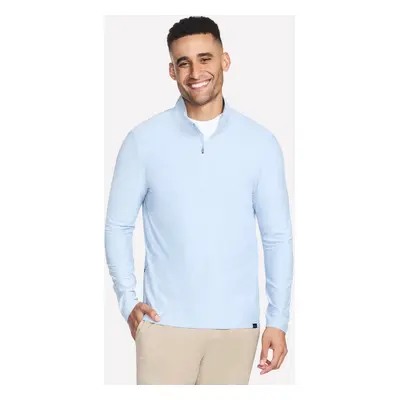 Skechers Men's GO DRI All Day 1/4 Zip Top in White/Blue, Size Medium | Polyester