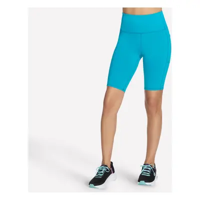 Skechers Women's GO WALK High-Waisted Inch Bike Short in Navy Blue/Green, Size | Nylon/Spandex