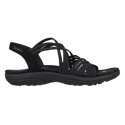 Skechers Women's Reggae Slim - Sunnyside Sandals in Black, Size Wide | Textile/Synthetic, Vegan,