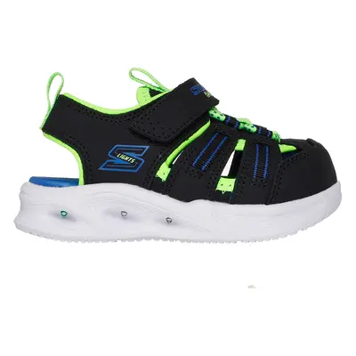 Skechers S-Lights: Sola Glow Sandal Sandals in Black/Lime, Size | Synthetic/Textile