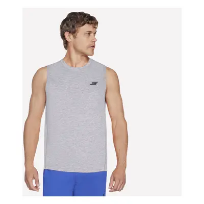 Skechers Men's GO DRI Charge Muscle Tank Top in White/Taupe, Size Small | Polyester