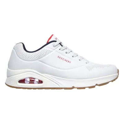 Skechers Men's Uno - Stand On Air Sneaker in White/Navy Blue, Size | Synthetic/Textile