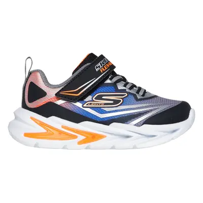 Skechers Lights: Flex-Glow Ultra Sneaker in Black/Silver, Size | Synthetic/Textile