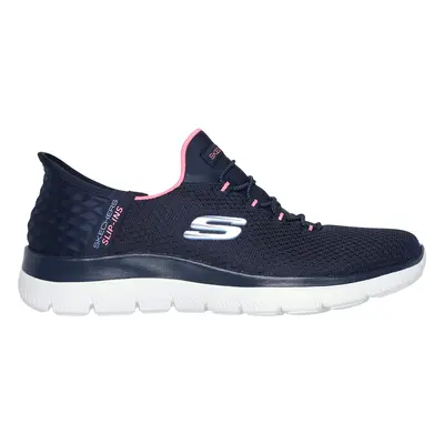 Skechers Women's Slip-ins: Summits - Diamond Dream Sneaker in Navy Blue/Pink, Size Wide | Textil