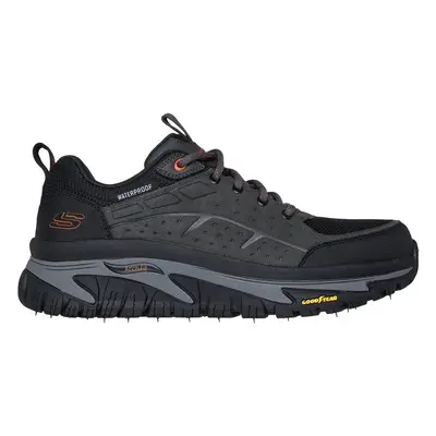 Skechers Men's Waterproof: Arch Fit Road Walker - Vernal Sneaker in Charcoal/Black, Size | Leath