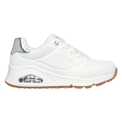 Skechers Girls Uno Gen1 - Shimmer Away Sneaker in White/Silver, Size | Synthetic