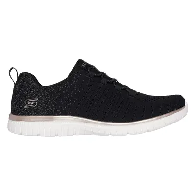 Skechers Women's Virtue - Lucent Sneaker in Black/Rose Gold, Size Wide | Textile/Synthetic, Vega