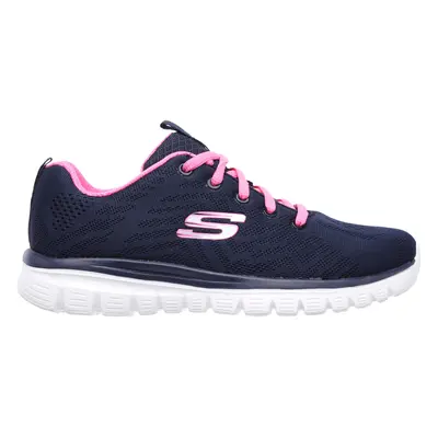 Skechers Women's Graceful - Get Connected Sneaker in Navy Blue/Hot Pink, Size | Textile/Syntheti