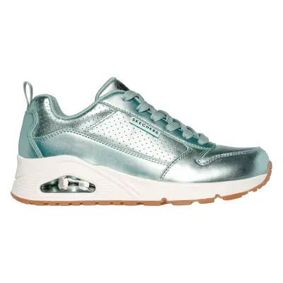 Skechers Women's Uno - Metallixs Sneaker in Sage, Size | Leather/Synthetic/Textile