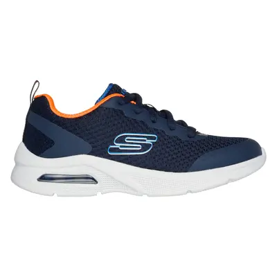 Skechers Boy's Microspec Max - Kaptix Sneaker in Navy Blue/Orange, Size | Textile/Synthetic