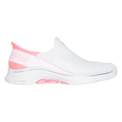 Skechers Women's Slip-ins: GO WALK - Mia Slip-On Shoes in White/Pink, Size | Textile/Synthetic, 