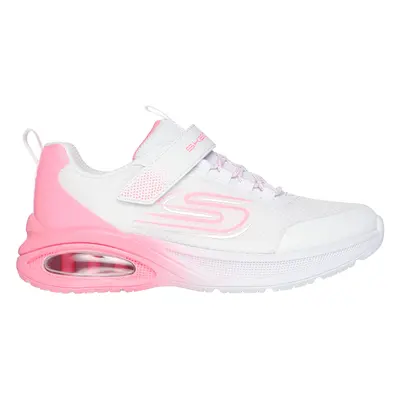 Skechers Girls Microspec Max Advance - Fly 3.0 Sneaker in White/Hot Pink, Size | Textile/Synthet