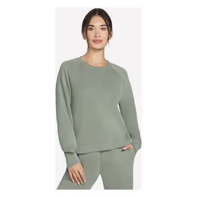 Skechers Women's Skechluxe Elevate Crewneck Top in Taupe/Olive, Size | Rayon/Polyester/Spandex