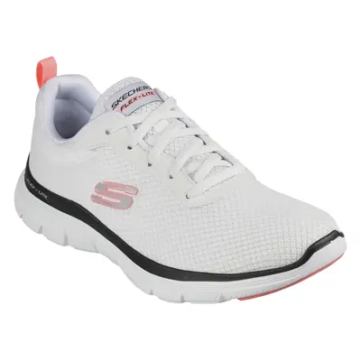 Skechers Women's Flex Appeal 4.0 - Brilliant View Sneaker in White/Black/Pink, Size | Textile/Sy