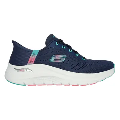 Skechers Women's Slip-ins: Arch Fit 2.0 - Easy Chic Sneaker in Navy Blue/Turquoise | Textile/Syn