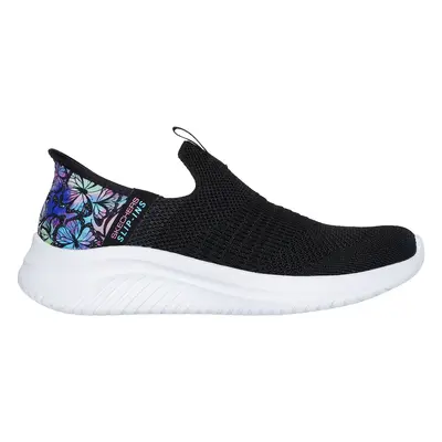 Skechers Girls Slip-Ins: Ultra Flex 3.0 - Coloury Wild Sneaker in Black | Textile, Machine Washa