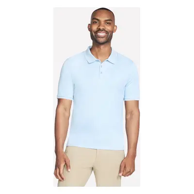 Skechers Men's Off Duty Polo T-Shirt in Natural/Light Blue, Size Large | Organic Cotton/Polyeste