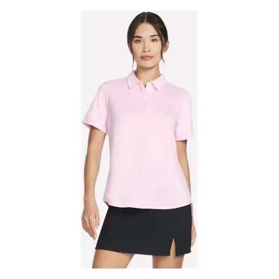 Skechers Women's GO DRI SWIFT Club Polo T-Shirt in White/Pink, Size Medium | Polyester/Spandex