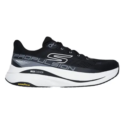 Skechers Men's Max Cushioning Propulsion Sneaker in Black/White, Size | Textile/Synthetic, Vegan