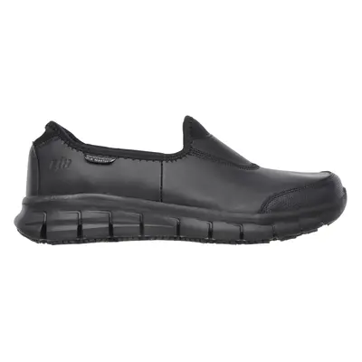 Skechers Women's Work Relaxed Fit: Sure Track Slip-On Shoes in Black, Size | Leather/Textile