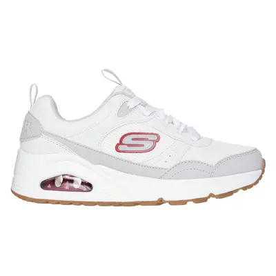 Skechers Boy's Uno - Retro-Groove Sneaker in White/Gray, Size | Synthetic/Textile