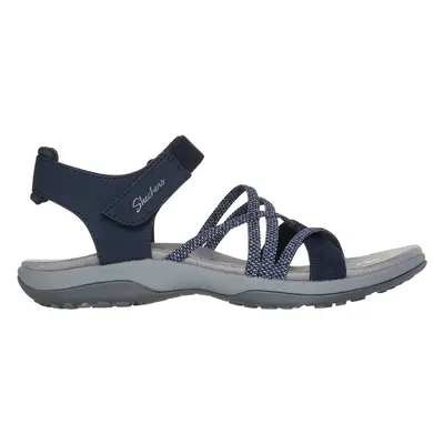 Skechers Women's Reggae Slim - Meadow Grazer Sandals in Navy Blue, Size Wide | Textile/Synthetic