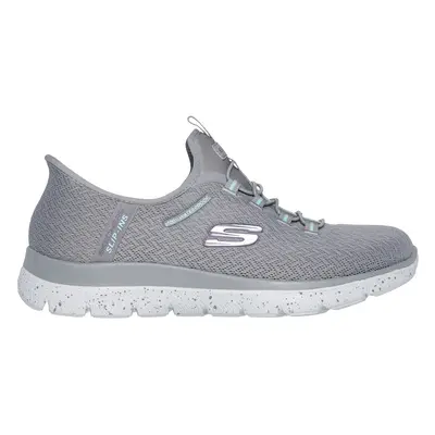 Skechers Women's Slip-ins Waterproof: Summits - Best Choice Sneaker in Gray/Aqua, Size | Textile