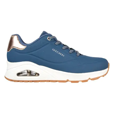 Skechers Women's Uno - Shimmer Away Sneaker in Navy Blue, Size | Synthetic/Textile