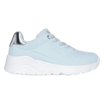 Skechers Girls Uno Lite Sneaker in Light Blue/Silver, Size | Synthetic, Machine Washable