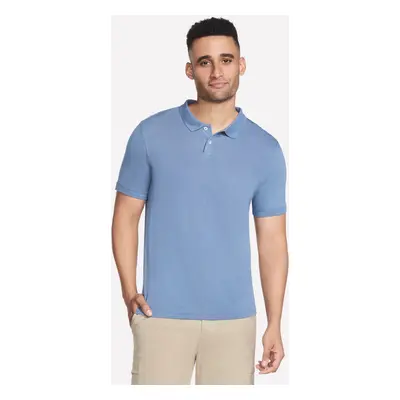 Skechers Men's GO DRI Pima Signature Polo T-Shirt in Denim, Size | Cotton/Pima Cotton