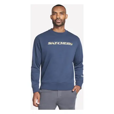 Skechers Men's Heritage Camo Crew Top in Charcoal/Navy Blue, Size | Cotton/Polyester