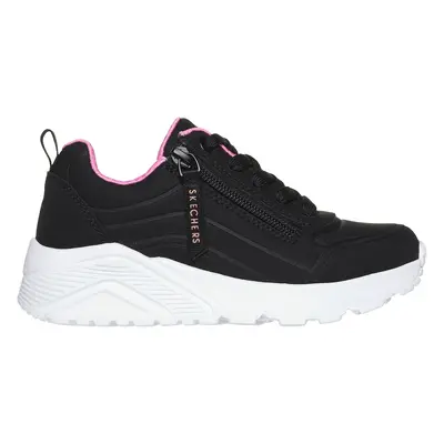 Skechers Girls Uno Lite - Easy Zip Sneaker in Black/Rose Gold, Size | Synthetic, Machine Washabl