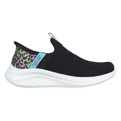 Skechers Girls Slip-Ins: Ultra Flex 3.0 - Coloury Wild Sneaker in Black, Size | Textile, Machine