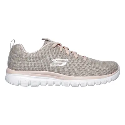 Skechers Women's Graceful - Twisted Fortune Sneaker in Natural/Coral, Size | Textile/Synthetic, 